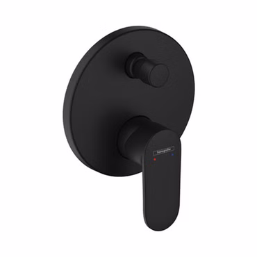 Duschset mit Hansgrohe Vernis Blend Unterputz Wannen-/Duschmischer iBox universal Schwarz rund und Belvit Regendusche Handbrause Duschschlauch Brausearm Deckenanschluss Wandanschlussbogen