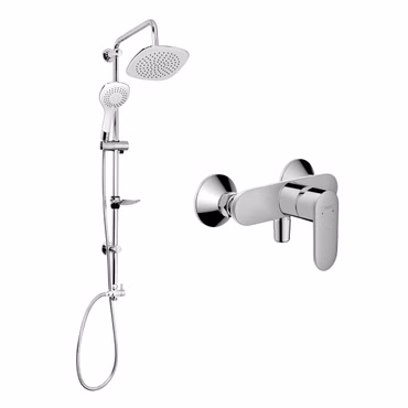 Dusch Set mit Hansgrohe Vernis Blend Einhebel Brausemischer und Belvit Rain Bianco Regendusche Handbrause chrom