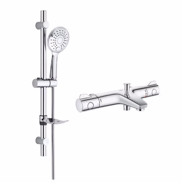 GROHE Grohtherm 800 Dusch Set mit Thermostat-Wannenarmatur und Aloni Smart Slim Duschstange chrom