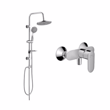 Dusch Set mit Hansgrohe Vernis Blend Einhebel Brausemischer und Belvit Regendusche und Handbrause chrom