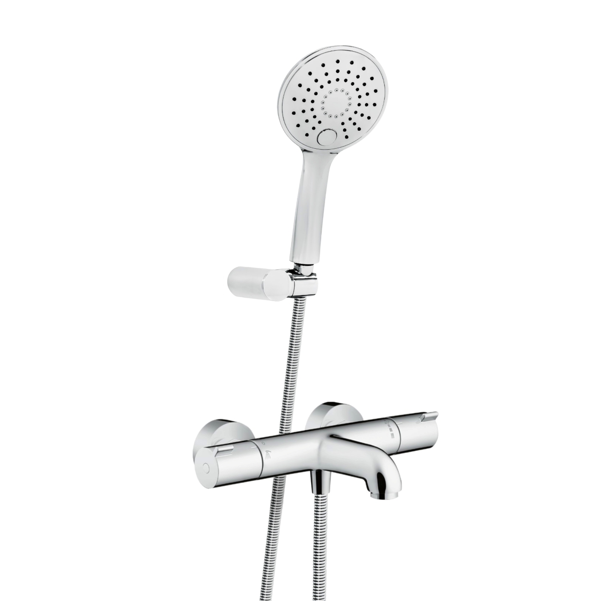 Dusch Set mit Hansgrohe Ecostat 1001 CL Wannenthermostat und Belvit Slim Handbrause & Chrom Duschschlauch-Hansgrohe Ecostat 1001 CL Thermostat Dusch