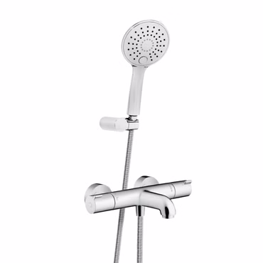 Dusch Set mit Hansgrohe Ecostat 1001 CL Wannenthermostat und Belvit Slim Handbrause & Chrom Duschschlauch
