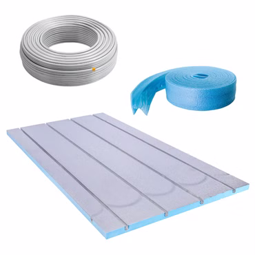BELVIT Fußbodenheizung Set 10 m² Trockenbau XPS 25 mm mit Metallverbundrohr und Randdämmstreifen