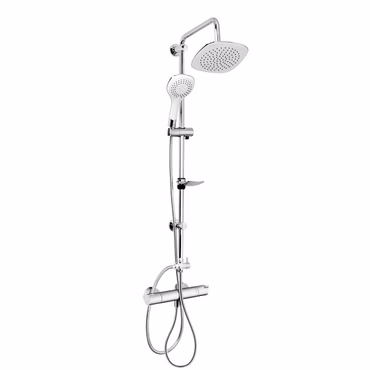 Dusch Set mit Hansgrohe Ecostat 1001 CL Brausethermostat und Belvit Rain Bianco Regendusche Handbrause chrom