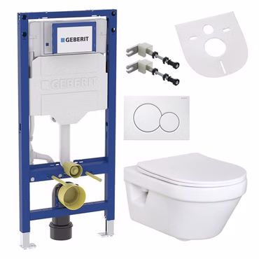 Villeroy & Boch Architectura WC spülrandlos Komplettset mit Geberit Duofix UP320 Vorwandelement und Sigma Drückerplatte