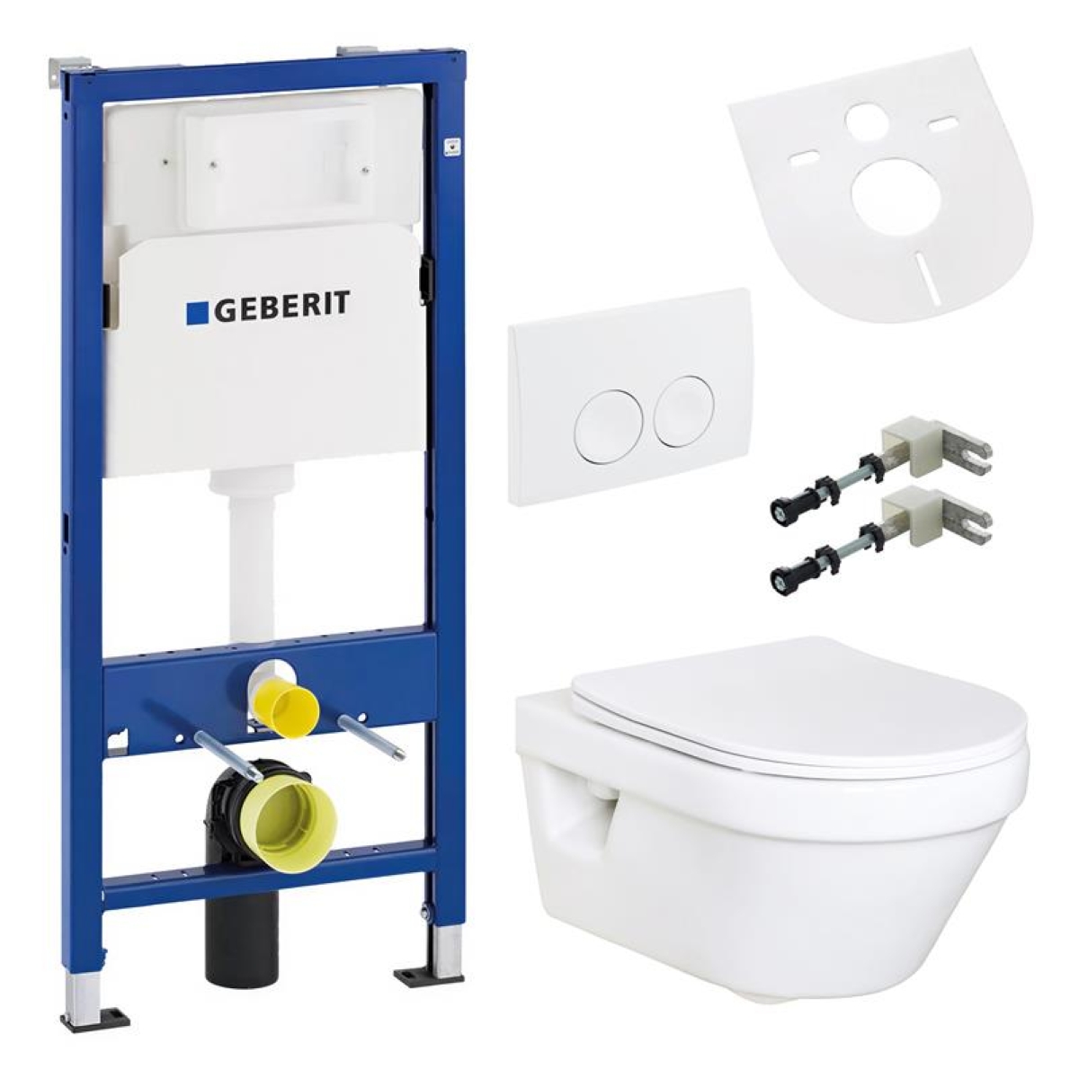 Villeroy & Boch Architectura WC spülrandlos Komplettset mit Geberit Basic UP100 Vorwandelement und Delta21 Drückerplatte