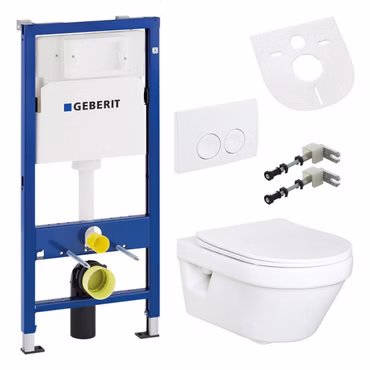 Villeroy & Boch Architectura WC spülrandlos Komplettset mit Geberit Basic UP100 Vorwandelement und Delta21 Drückerplatte