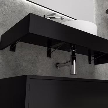 BELVIT LINUVA Waschtischunterschrank 120 cm Mattschwarz Doppel-Unterschrank Set MDF Wandmontage Badezimmer Möbel modern
