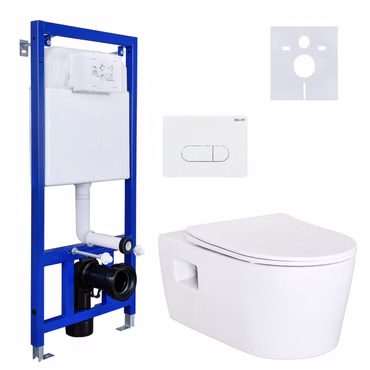 Hansgrohe EluPura S Wand-WC Komplettset mit Softclose Deckel Belvit Vorwandelement Betätigungsplatte Schallschutz