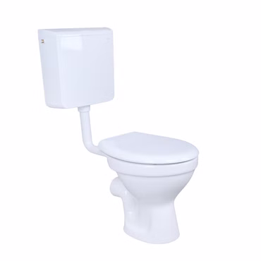 Belvit Stand-WC Komplettset waagerechter Wandabgang mit Geberit AP110 Aufputz-Spülkasten und Softclose WC-Sitz Weiß