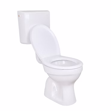 Belvit Stand-WC Komplettset senkrechter Bodenabgang mit Geberit AP110 Aufputz-Spülkasten und Softclose WC-Sitz Weiß