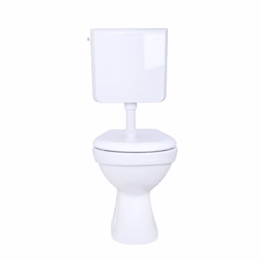 Belvit Dusch-WC Komplettset mit Bidet-Funktion senkrechter Bodenabgang mit Geberit AP110 Aufputz-Spülkasten und Softclose WC-Sitz Weiß