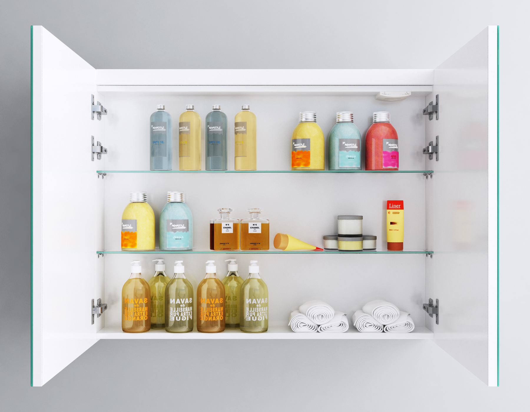 Badmöbel-Set Hochglanz Schwarz oder weiß LED-Touch-Spiegelschrank 3-tlg