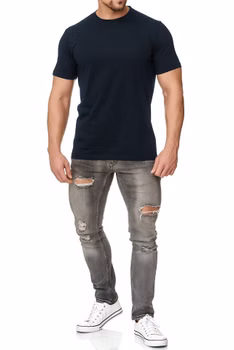 Herren Basic T-Shirt Rundhals Sunset 3XL