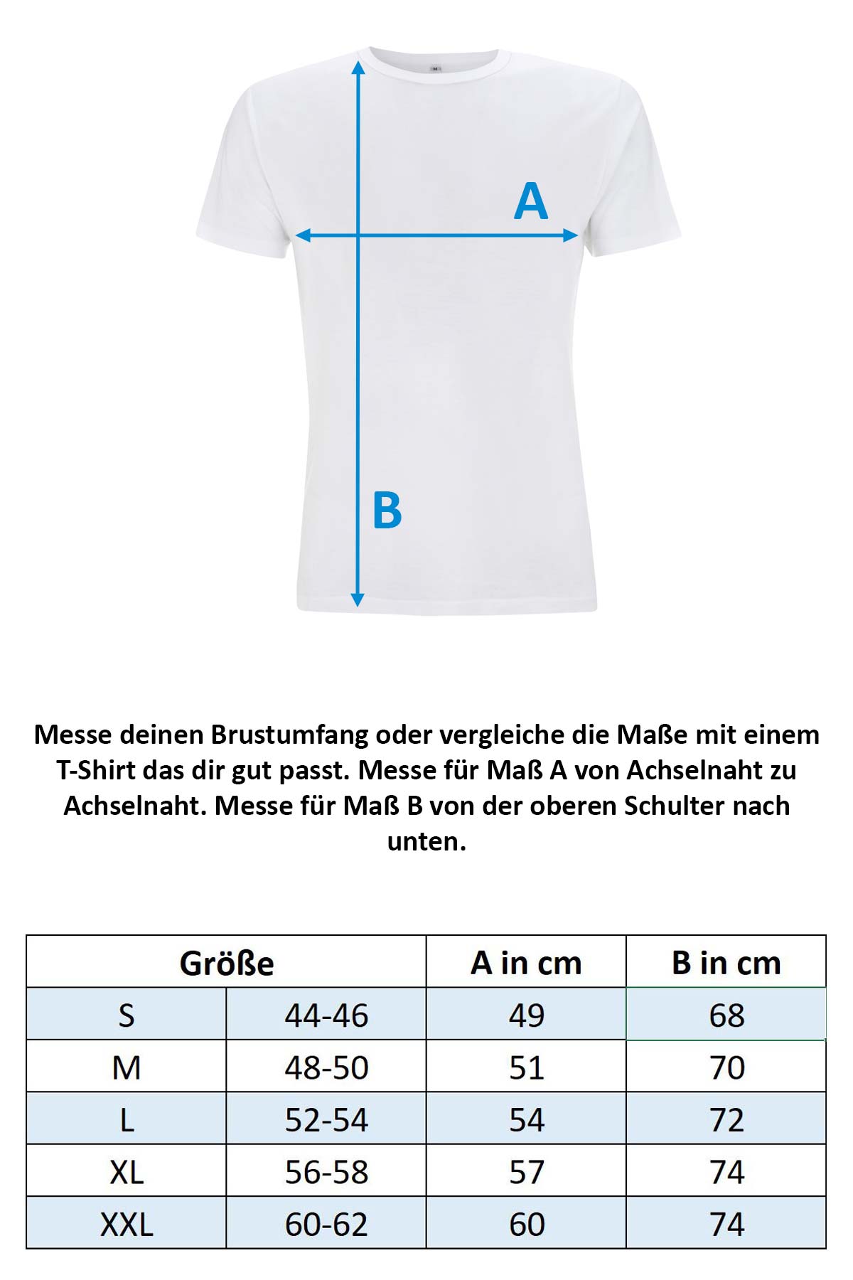 Größentabelle Herren T-Shirt N45