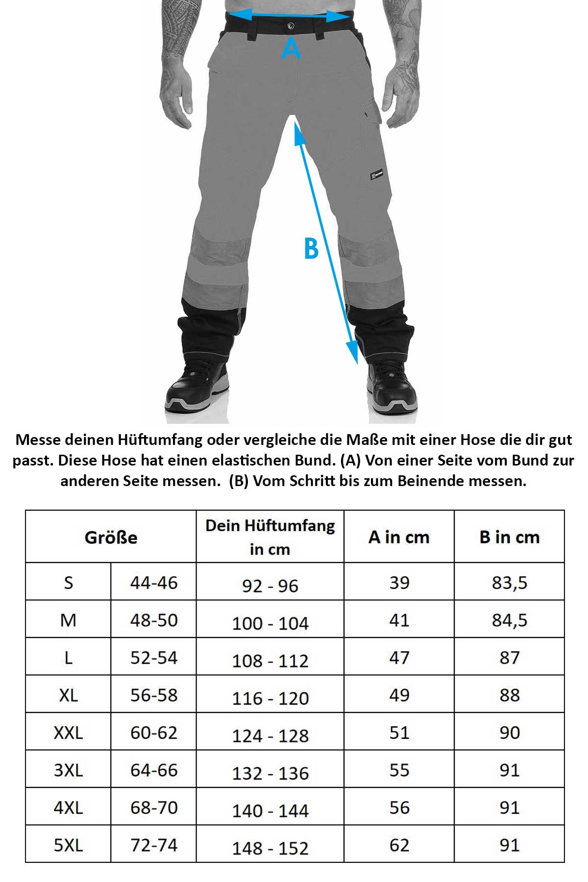 Größentabelle Warnschutzhose