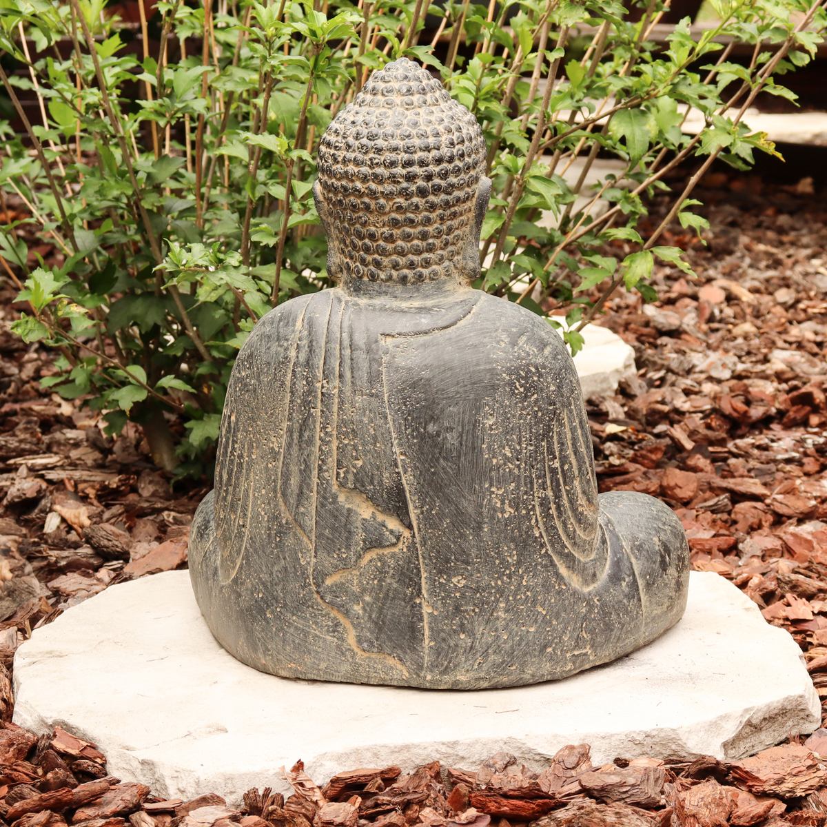 Buddha Steinfigur sitzend Skulptur Japan Stein Figur Statue Garten