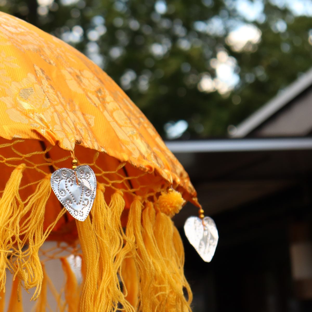 Bali Sonnenschirm Balinesischer Garten Schirm ca. 90cm Gelb-Gold