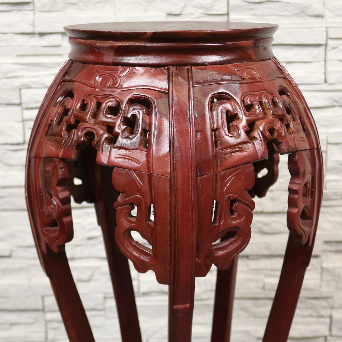 Rundhocker Blumenhocker Beistelltisch Nachttisch Hocker Barock Mahagoni