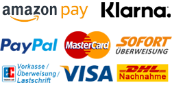 Zahlungsarten - Amazon Pay, Klarna, Paypay, Überweisung & DHL Nachnahme