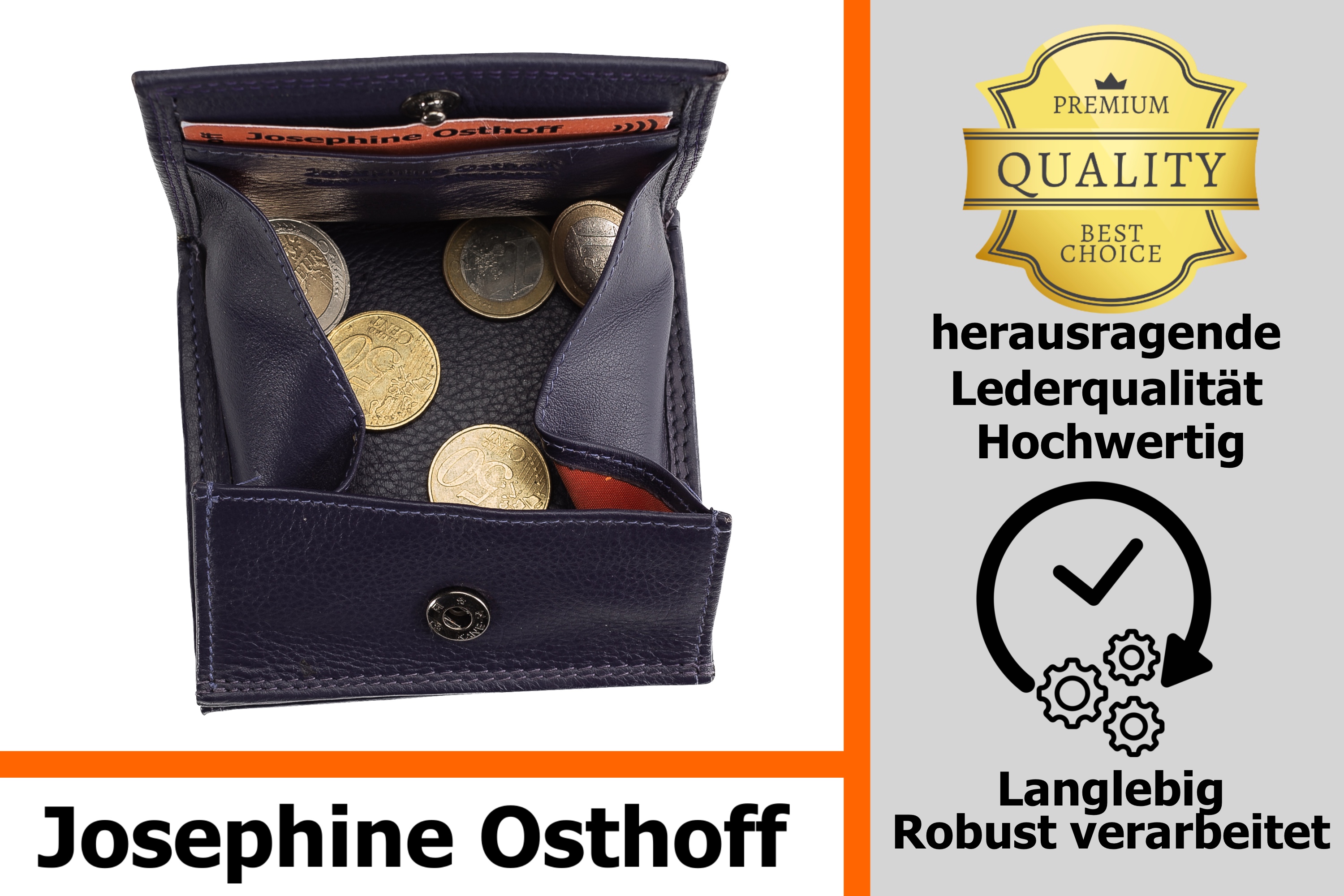 Josephine Osthoff Geldbörse Damen Wiener Schachtel Portemonnaie Münzbörse gross wallet Herren Geldbeutel echt Leder RFID-Schutz (927)