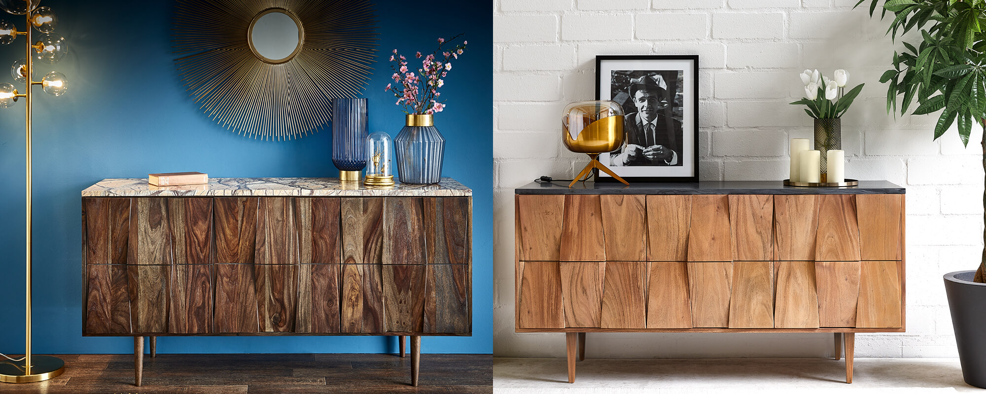 Shia Sideboard in Sheesham Walnuss und in Akazie Natur