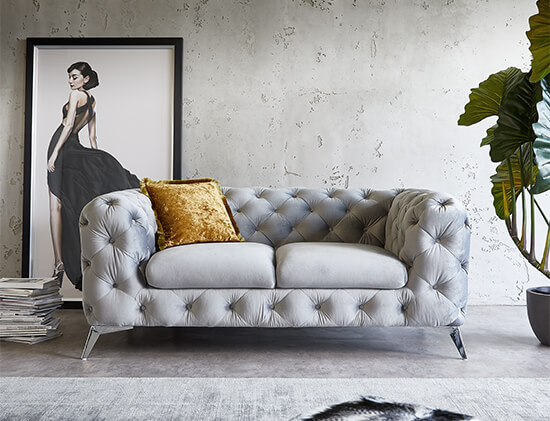 Midcentury Chesterfield Sofa 2-Sitzer