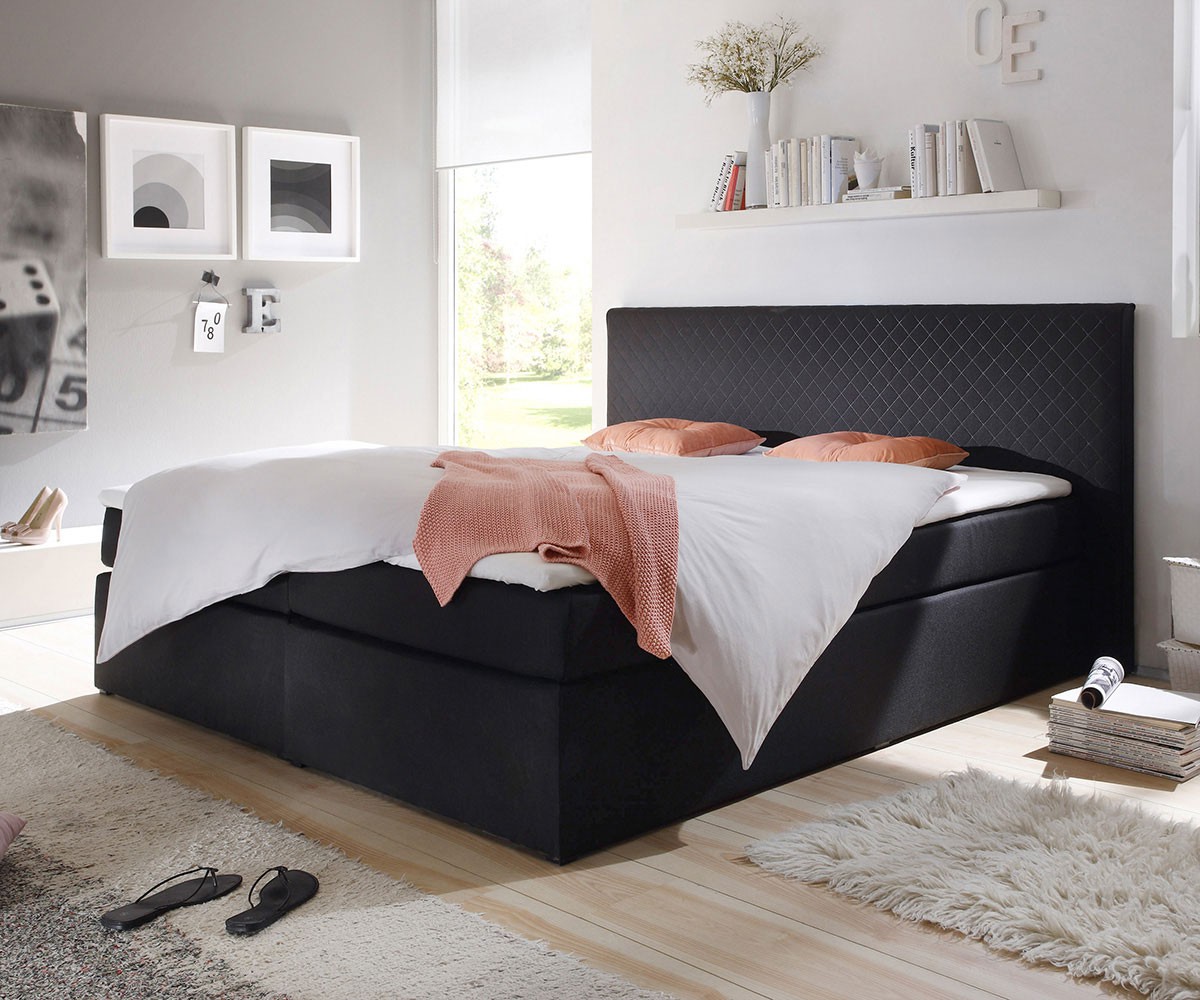 boxspringbett schwarz 180x200, boxspringbett stafford 180x200 cm schwarz abgesteppt möbel betten, Design ideen