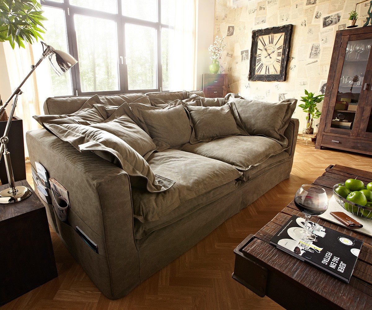 Bigsofa Noelia Braun 240x145 cm mit Kissen Hussensofa