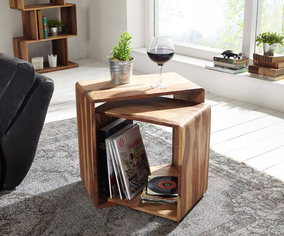 Cube Eolo 50x30 cm Sheesham Natur 2er Set Massivholz Bild 1