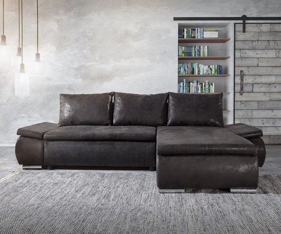 Ecksofa Abilene 260x175 cm Anthrazit Ottomane variabel Bild 1