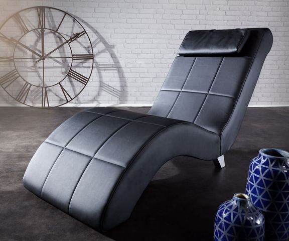 Relaxliege Lennox 60x160 Schwarz abgesteppt mit Nackenkissen Bild 1