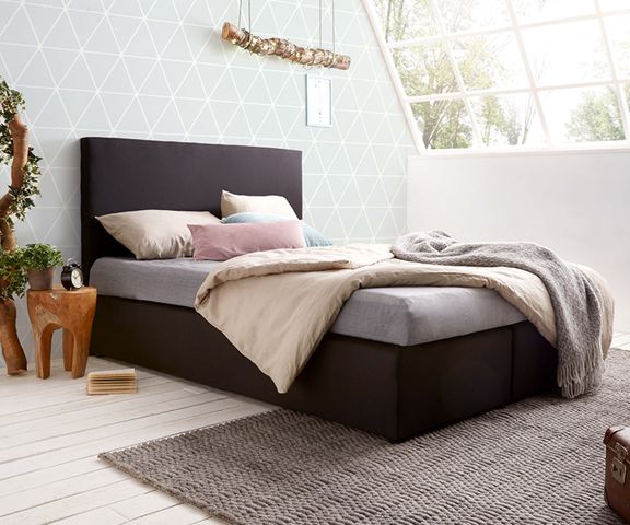 Boxspringbett Elexa 140 x 200 cm Schwarz Topper und Matratze Bild 1