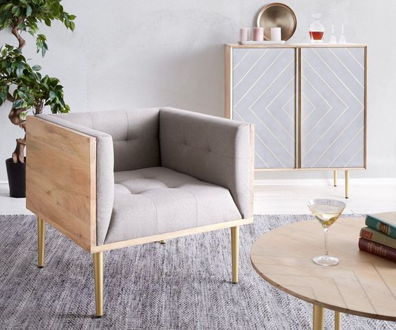 Sessel Metropolitan 76x73 cm Grau Mango Natur abgesteppt Bild 1