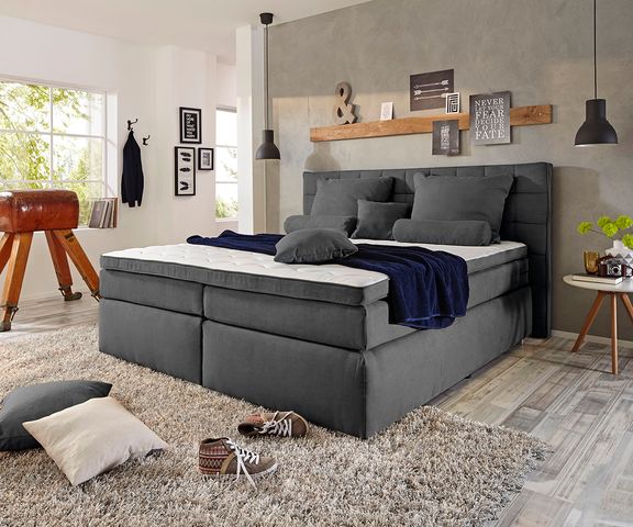 Boxspringbett Isobel 180x200 Anthrazit Matratze und Topper Bild 1