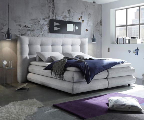 Boxspringbett Manola 180x200 Hellgrau Matratze und Topper Bild 1