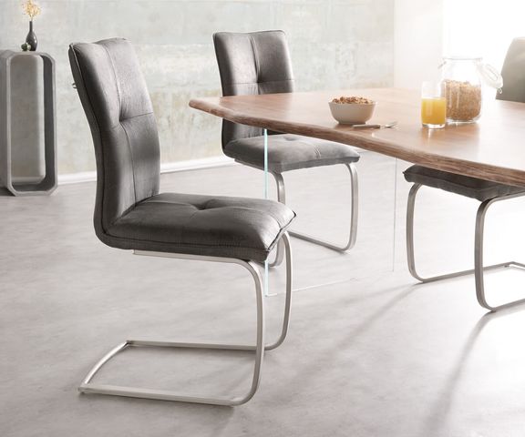 Freischwinger Maddison Anthrazit Vintage Gestell Edelstahl Bild 1