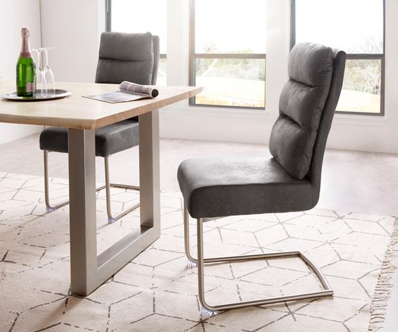 Freischwinger Pelagio Anthrazit Vintage Edelstahl Federkern Bild 1