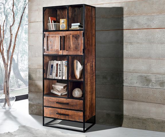 Standregal Spring 75 cm Akazie Forest 2 Schübe 2 Türen Bild 1