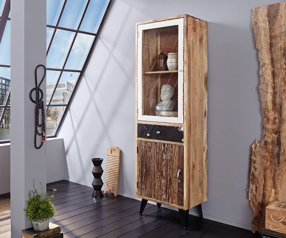 Vitrine Himalaya 60 cm Mango Natur 1 Schub 2 Türen Bild 1