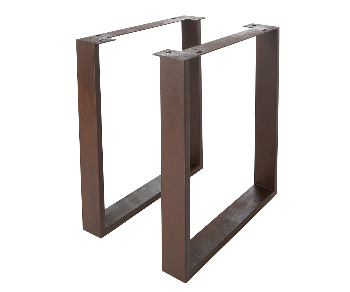 2er Set Tischbeine Live-Edge Baumtisch 9,5x2,5 cm Metall in Rost Optik