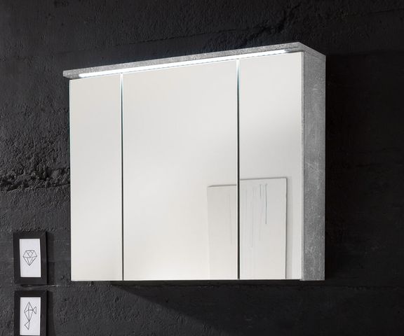 Spiegelschrank Sibyl 80 cm Grau Beton Optik LED Beleuchtung Bild 1