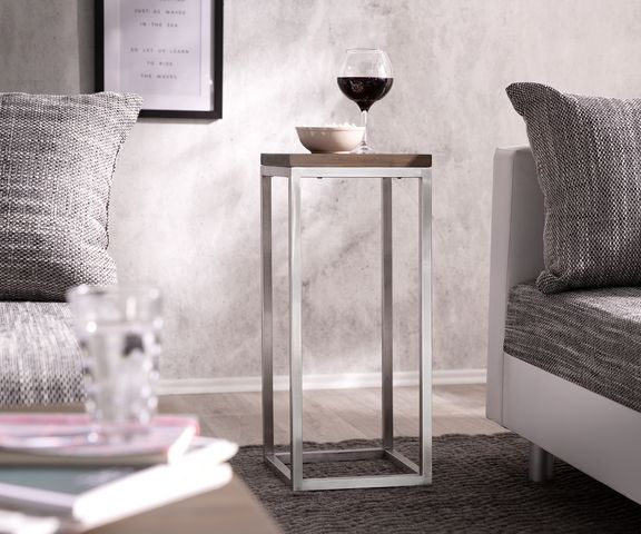 DELIFE Table-bout-de-canapé Tatius acacia marron Industrial style