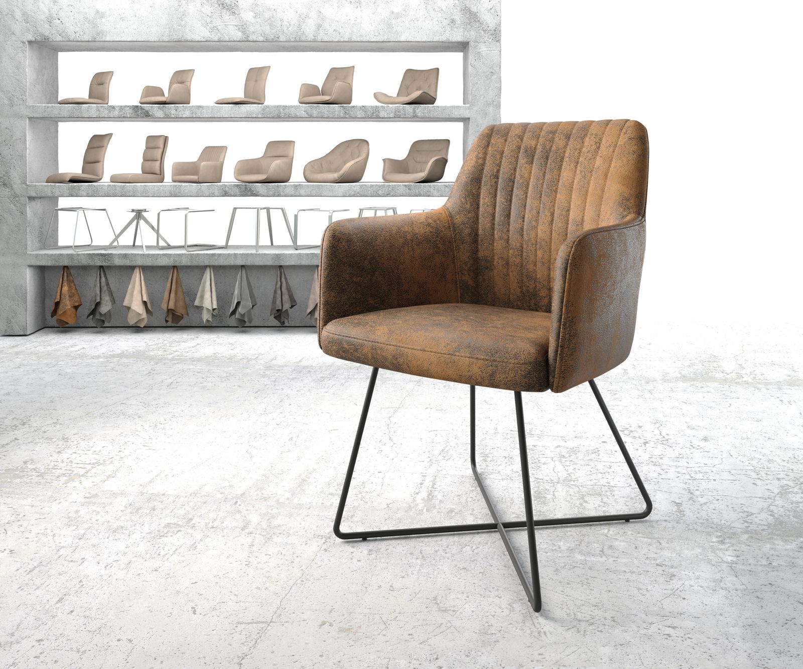 Fauteuil Greg-Flex marron vintage X-cadre noir