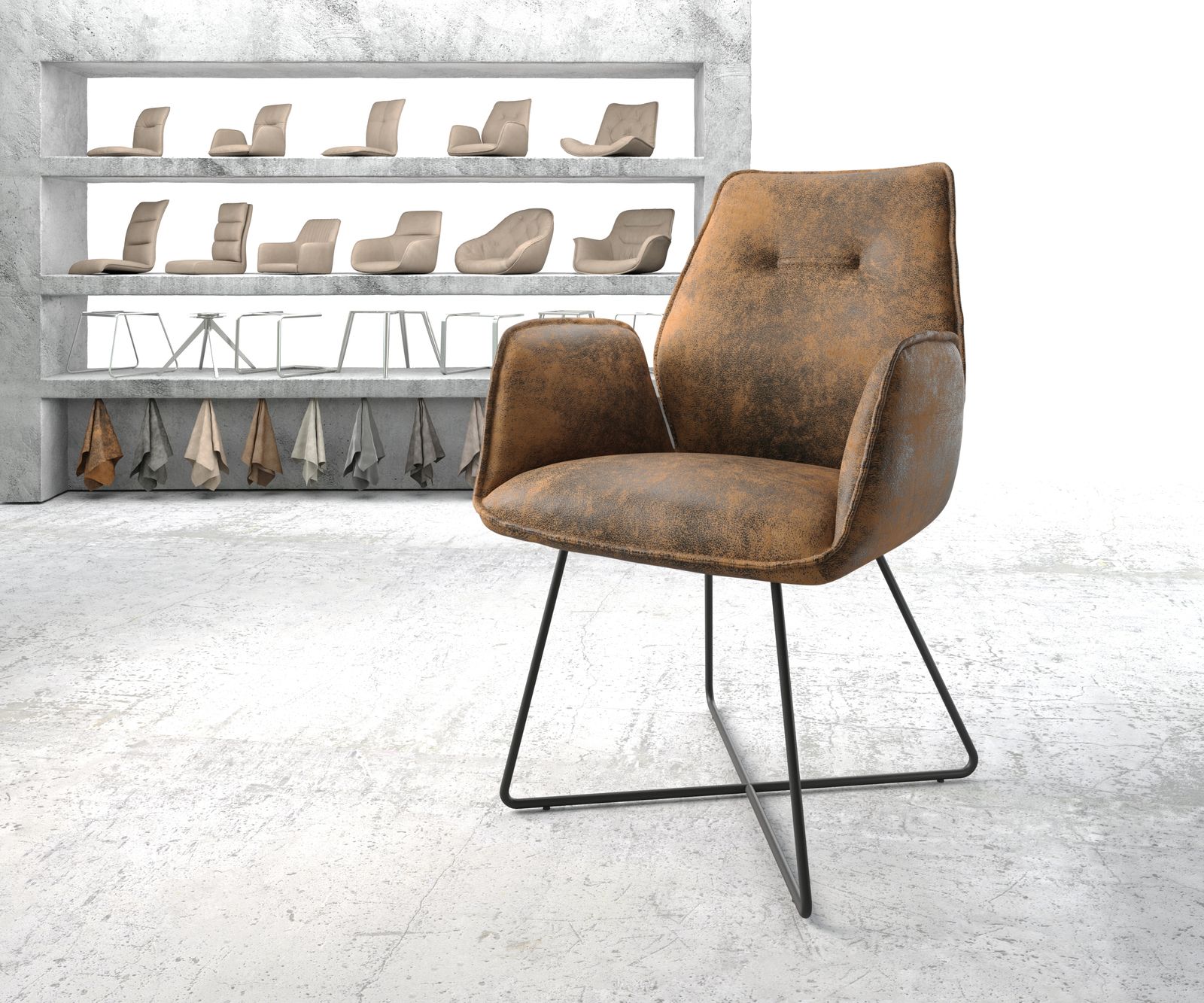 Fauteuil Zoa-Flex marron vintage X-cadre noir