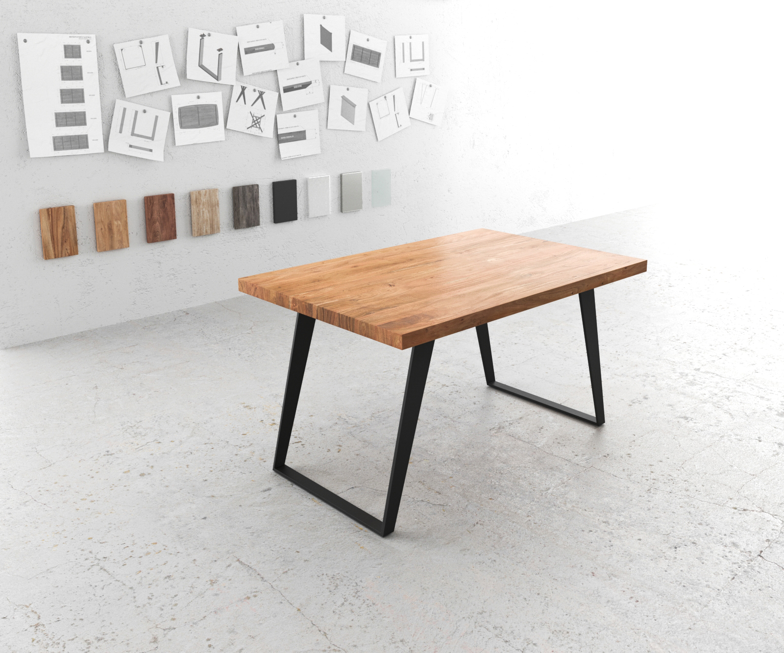 DELIFE Eettafel Edge 140x90 XL acacia natuur metaal schuin unisex
