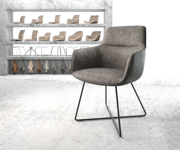 DELIFE Fauteuil Pejo-Flex anthracite vintage cadre en X noir