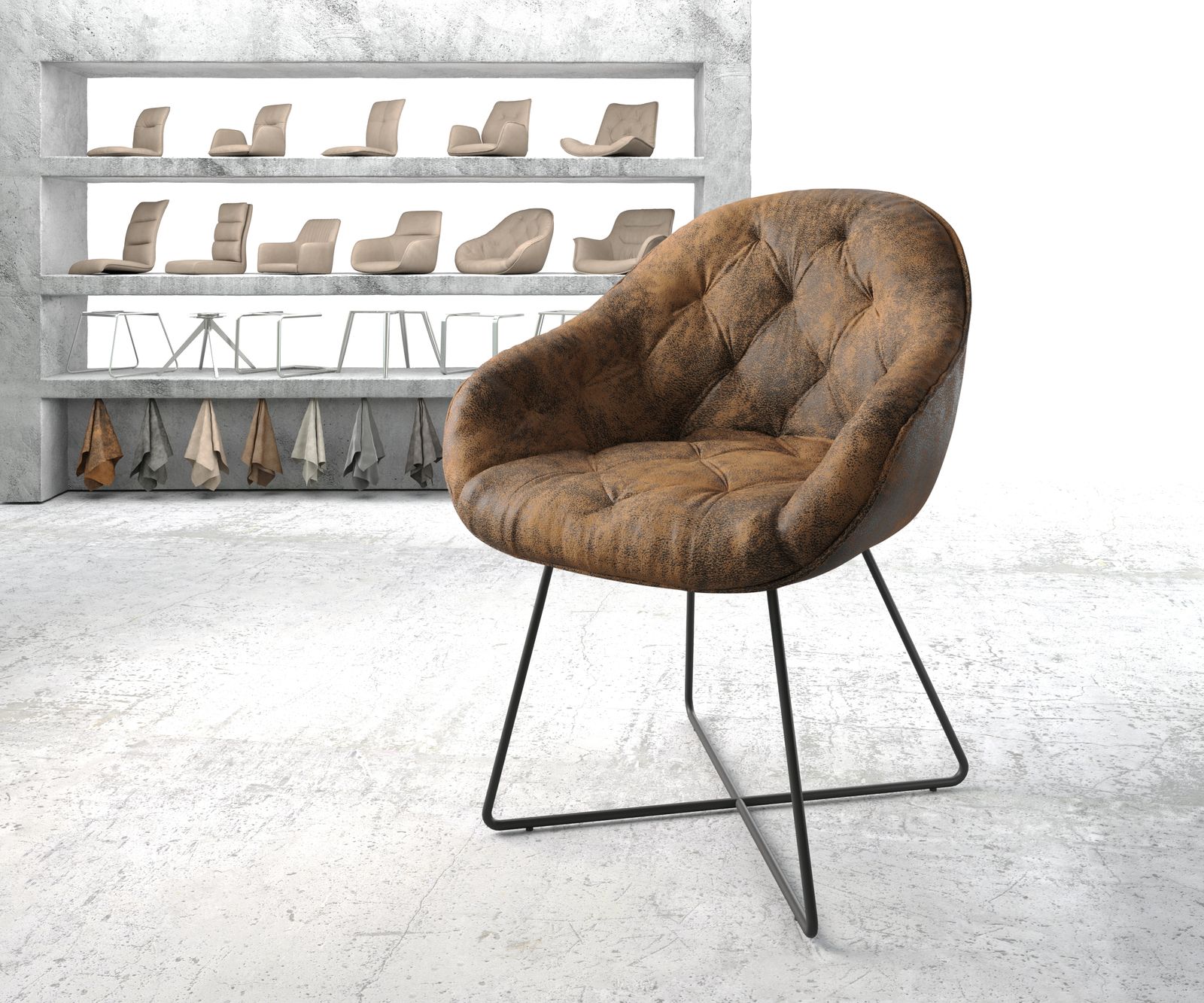 Fauteuil Gaio-Flex marron vintage X-cadre noir