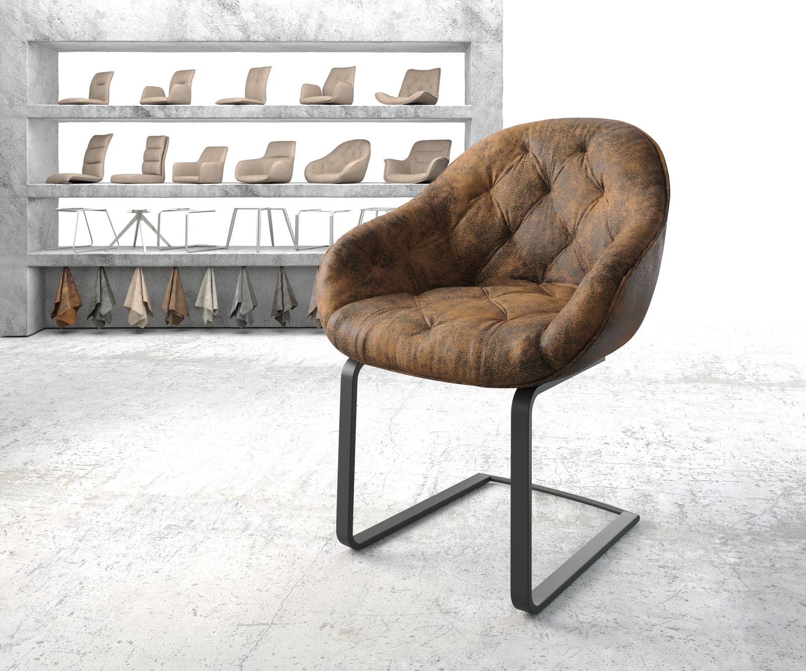 Fauteuil Gaio-Flex marron vintage cantilever plat noir