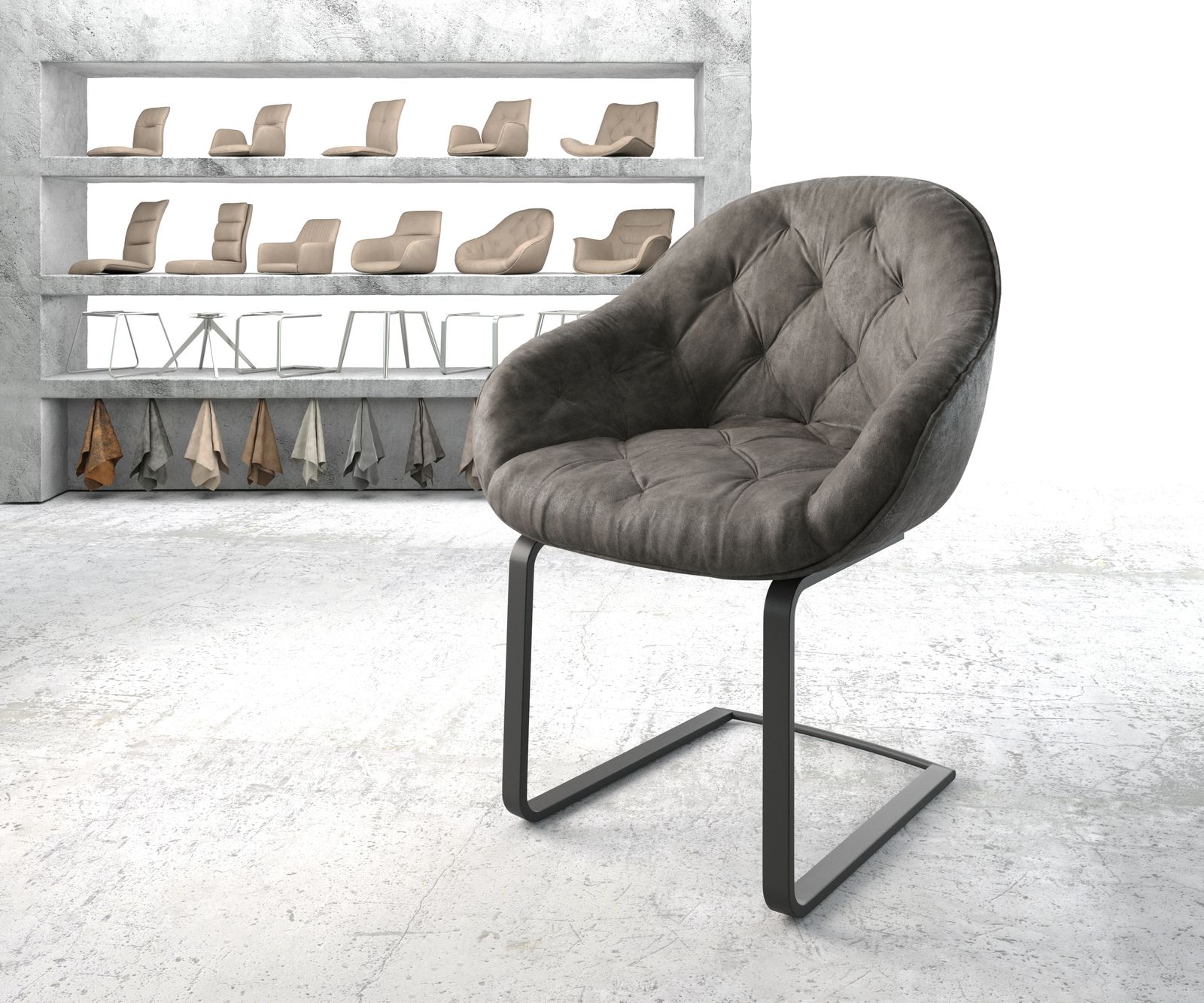 Fauteuil Gaio-Flex anthracite vintage cantilever plat noir
